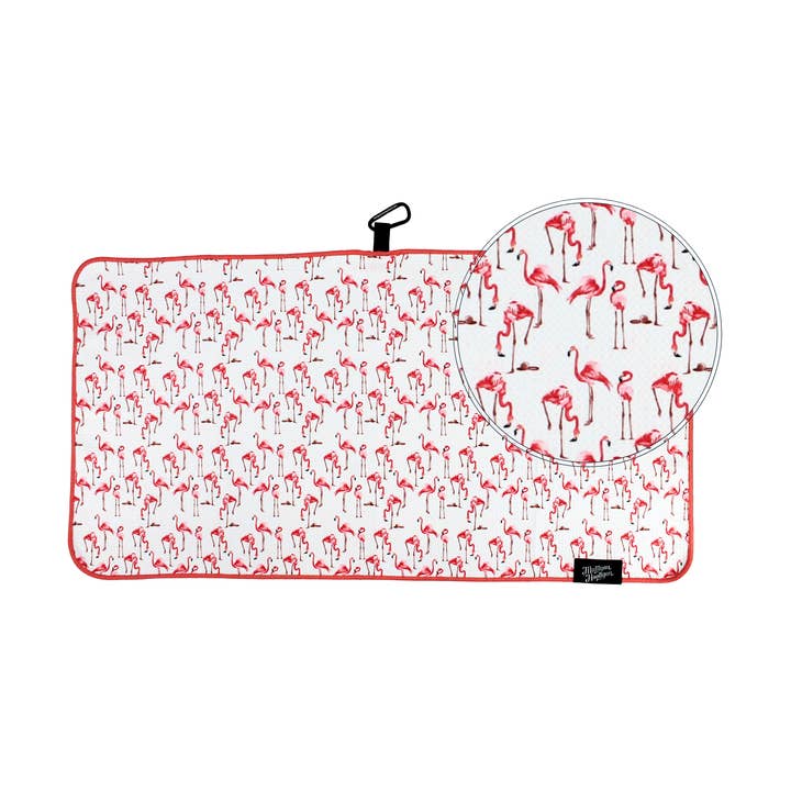 Microfiber Golf Towel - Flamingo Putt for wholesale by MULLIGAN HOOLIGAN®