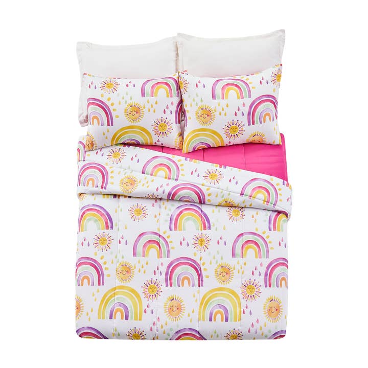 PINK Rainbows & Suns Comforter Set (2pc/3pc) by Urban Playground for wholesale on Faire5