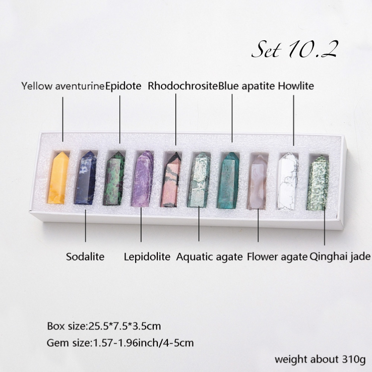 Crystolver (We Cover All Import Fees) - Vente Pierre et cristal de spiritualité - Coffret cadeau de la collection de 10 baguettes en cristal1