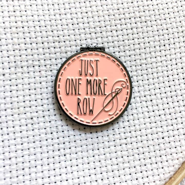 Snarky Crafter Designs - Wholesale Knitting/Crochet Supplies - Just One More Row Cross Stitching Enamel Needle Minder