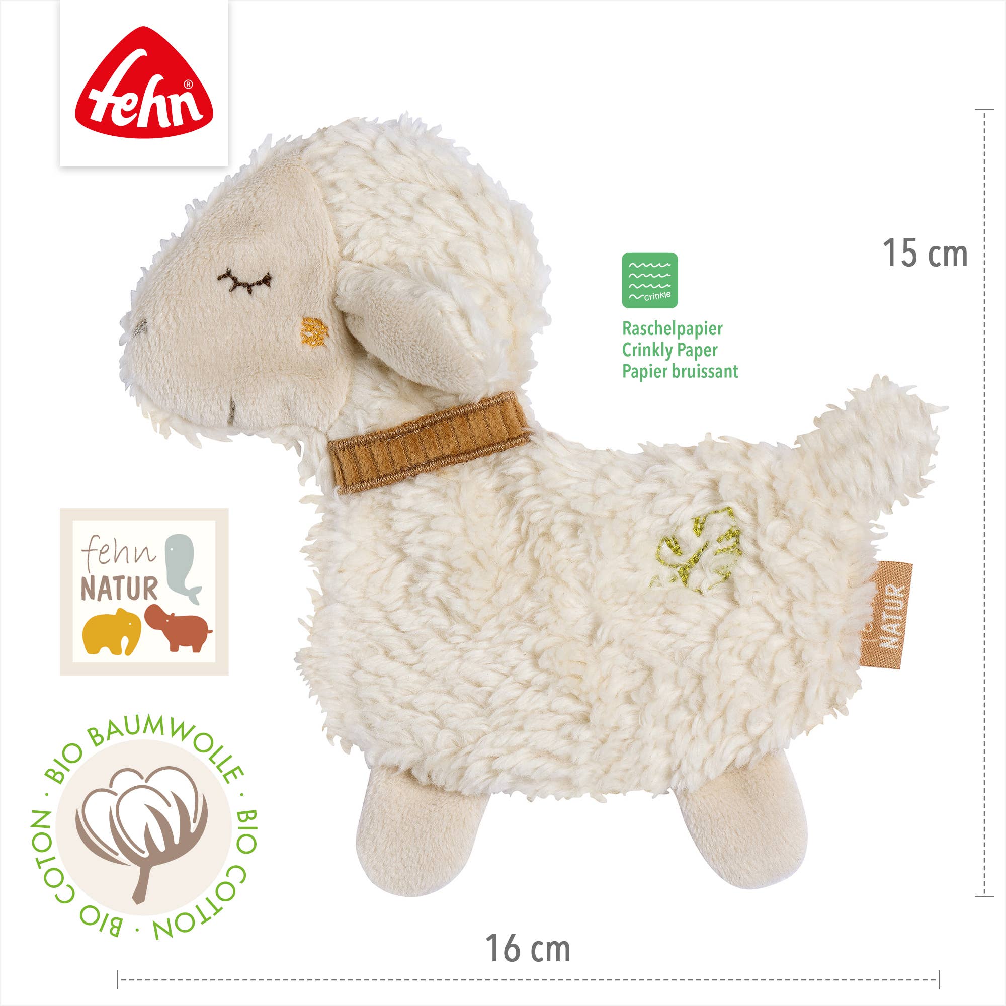 Fehn - Wholesale Stuffed/Plush Toy - Kids & Baby - Crackling Sheep Nature - activity rustled toy3