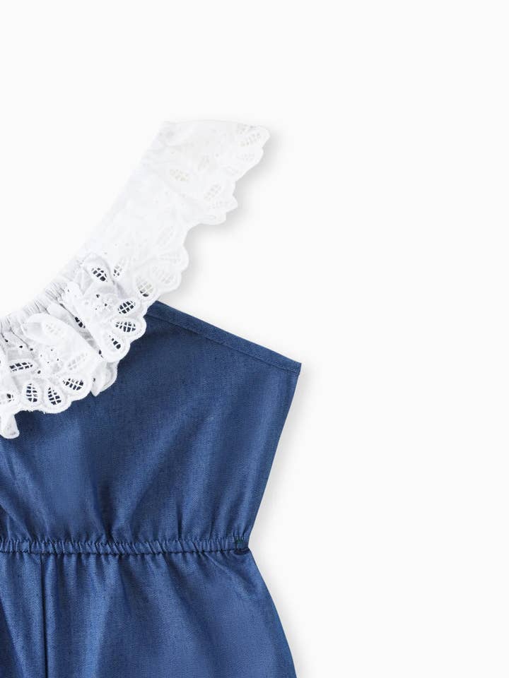 DENIMBLUE Toddler Girl Slop Denim Jumpsuit for wholesale on Faire