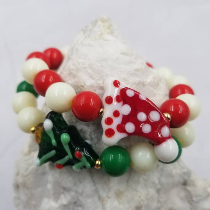 The Pretty Jewellery - Wholesale Beaded Bracelet - Christmas Tree Acrylic Beads Christmas Stretch Bracelet2