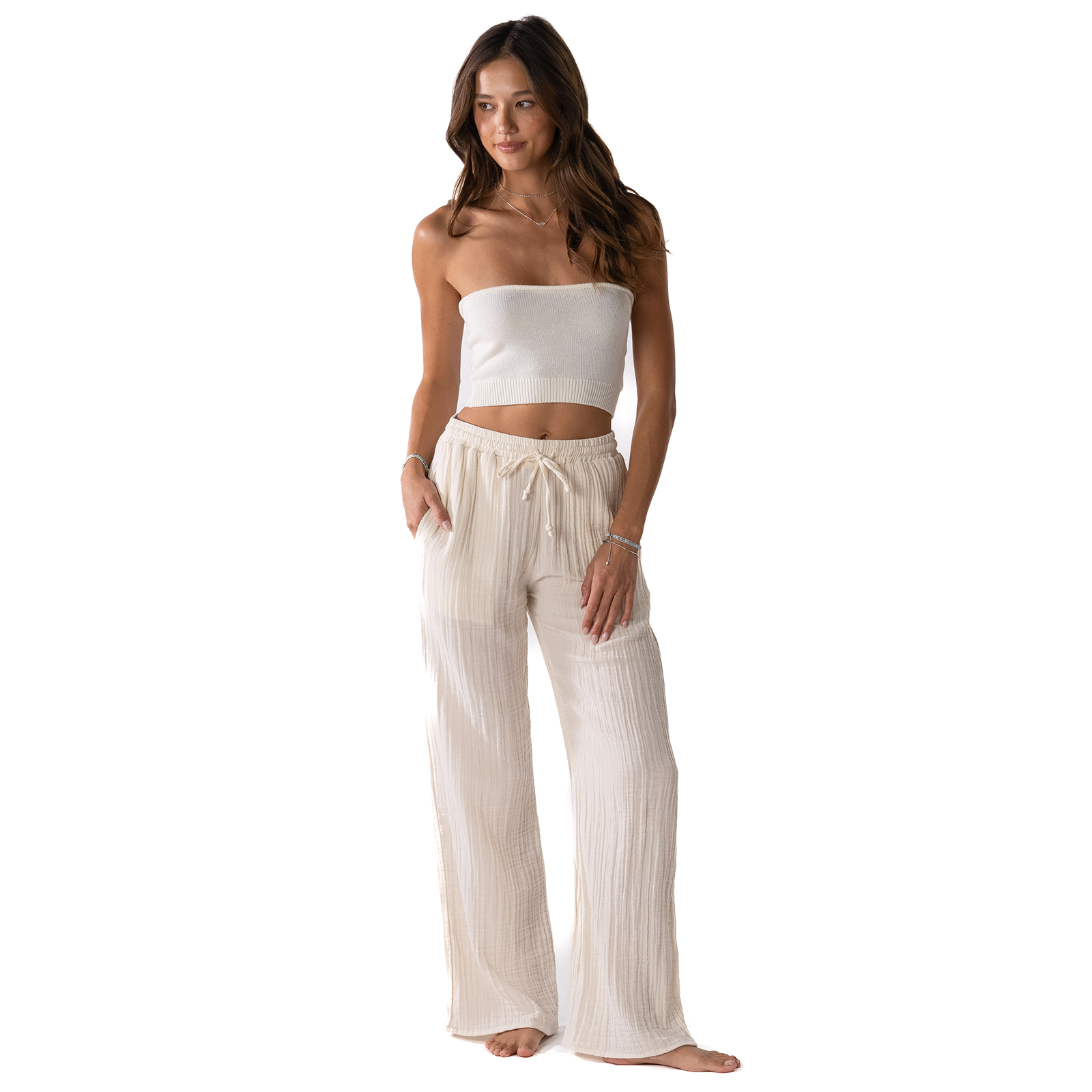 Lotus and Luna - Wholesale Pants - Women's - Cream Cabana Pants8