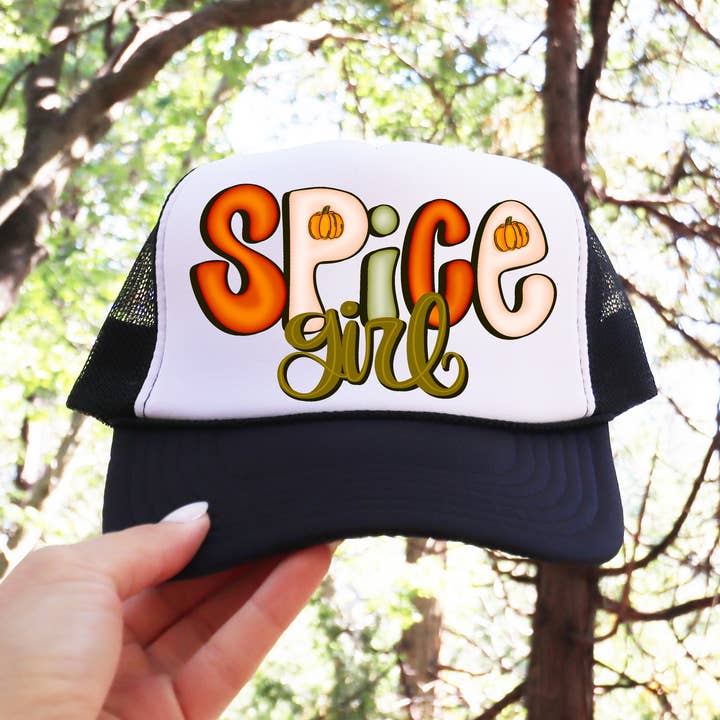 fall spice girl trucker hat for pumpkin spice lovers for wholesale by on the Bayou