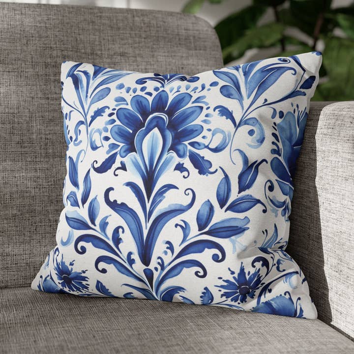Batik Style Blue & White Pillow Cover Livingroom Decor for wholesale by MIDWESTICA