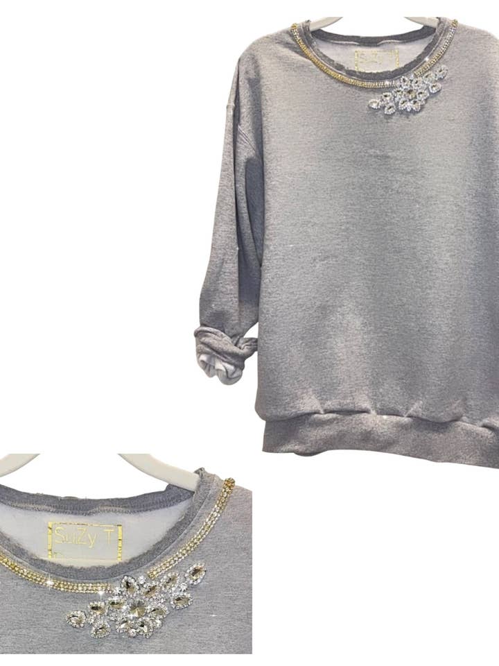Prachtig sweatshirt met kristallen versiering voor wholesale door Suzy T Designs