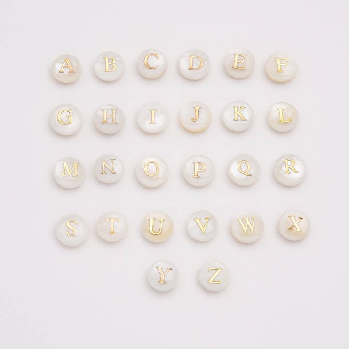 Mother of Pearl Shell Alphabet Initial Letter Beads, BD174 and other Purchase Wholesale pearl letters. Free Returns & Net 60 Terms on Faire trending on Faire.