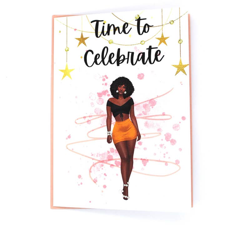 Simply Created - Vente Cartes d'anniversaire - Carte d'anniversaire afro-américaine, carte de vœux faite à la main pour femme noire, femme noire, nom personnalisé pour elle, vierge, cadeau pour une amie, bling
