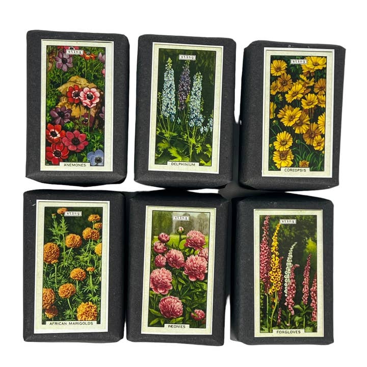Garden Flowers Label Soap | Triple Milled | Handmade | for wholesale by Sting in the Tail Ltd
