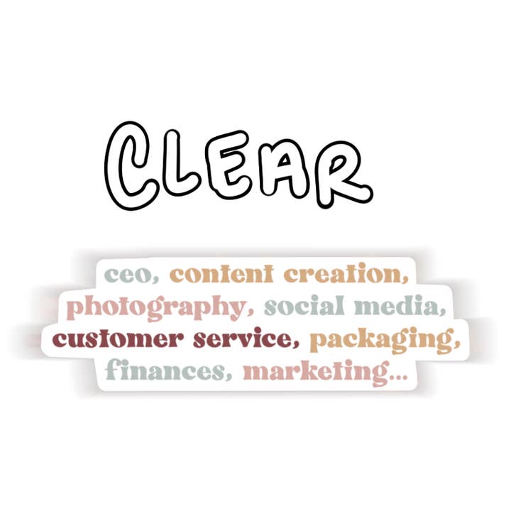 Autocollants en vinyle CLEAR CEO Words pour la vente par Maddie Green Designs