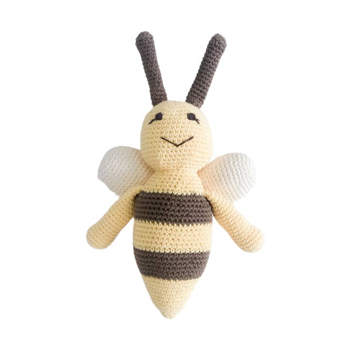 Buzzy The Bee, an organic cotton stuffed toy for wholesale by BEBEMOSS, LLC