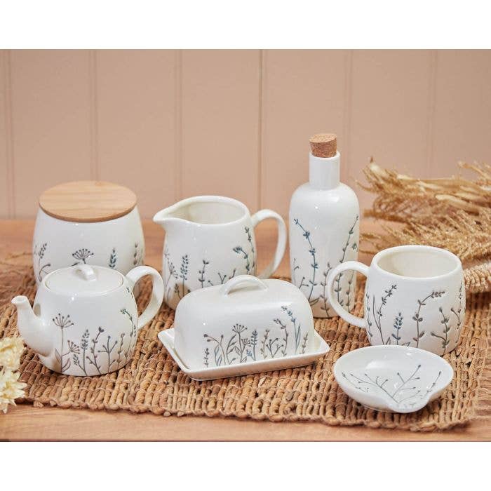Langs - Wholesale Tea Pot - Stoneware Teapot with Debossed Cow Parsley Design