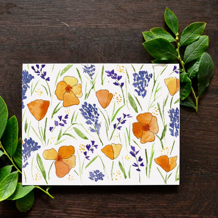 PNW Wildflower Watercolor Greeting Card (A2) for wholesale by Little Leaf Ink