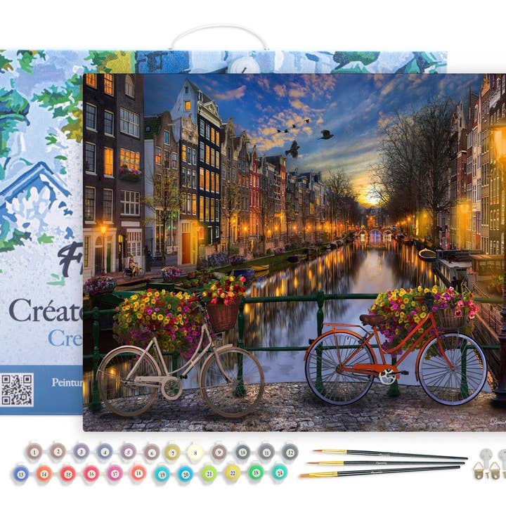 Vista de canal de Ámsterdam enmarcada para pintar por números para venta al por mayor de Figured'Art