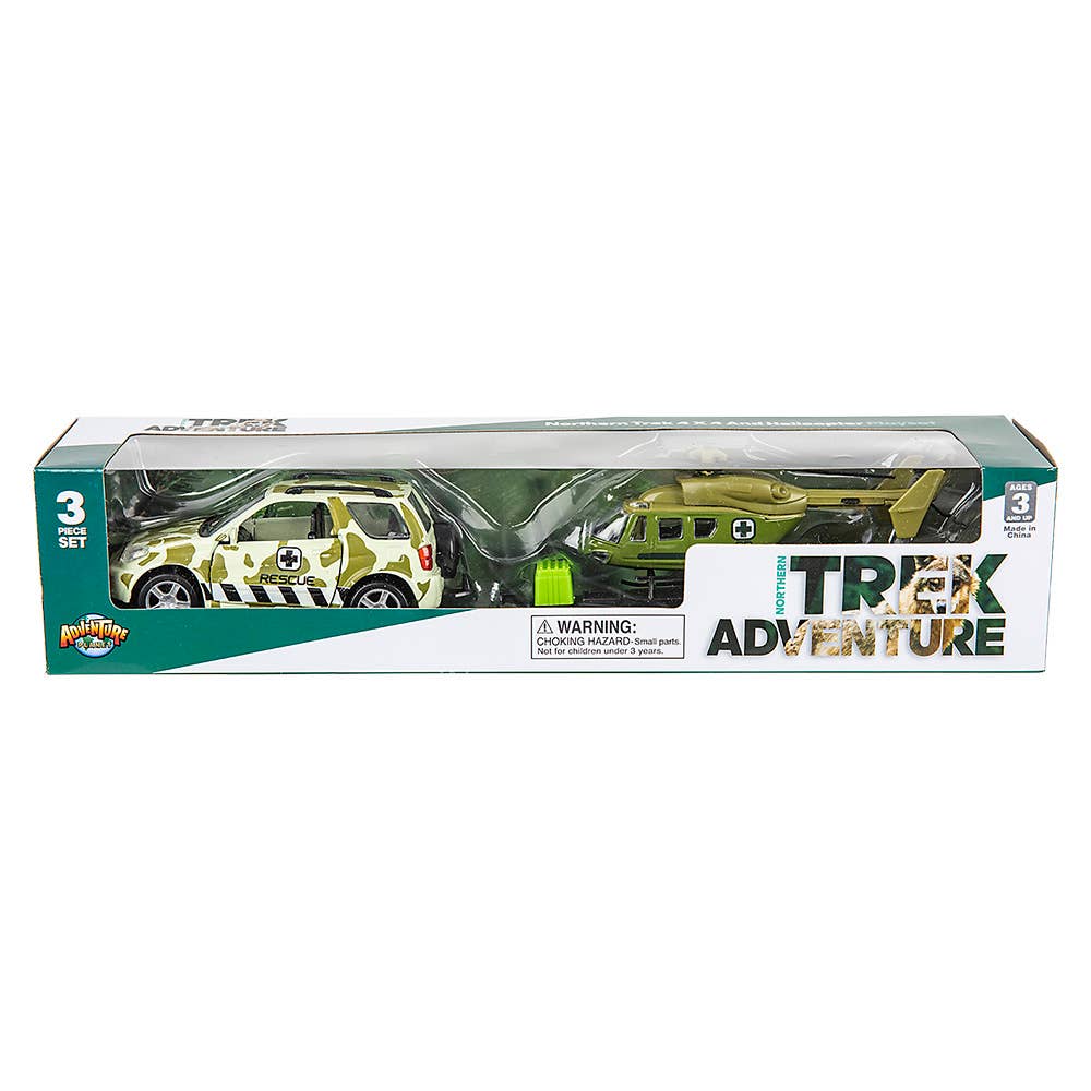The Toy Network - Wholesale Toy Set - Kids - NORTHERN TREK DIECAST 4 X 4 ROVER AND HELICOPTER1