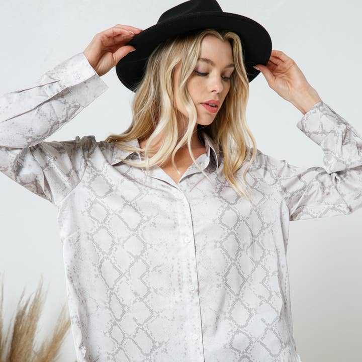Satin snake print blouse sales