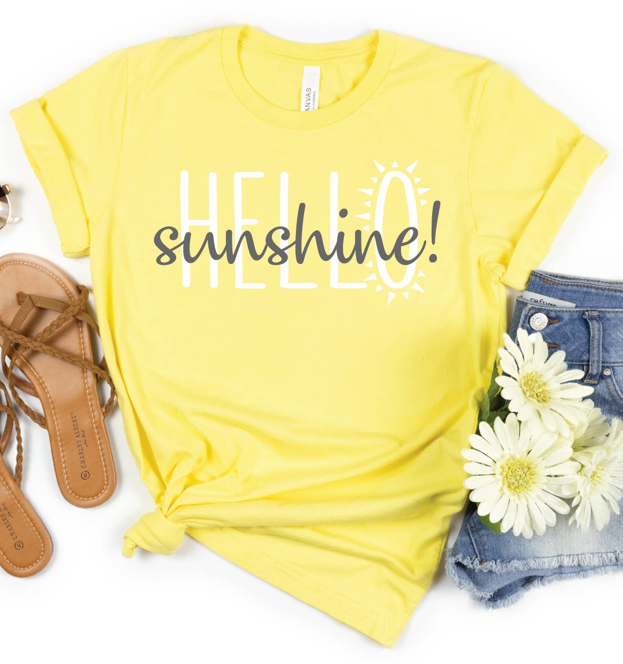 Exclusive Thredz - Wholesale Screen Printed T-Shirt - Women's - Hello Sunshine