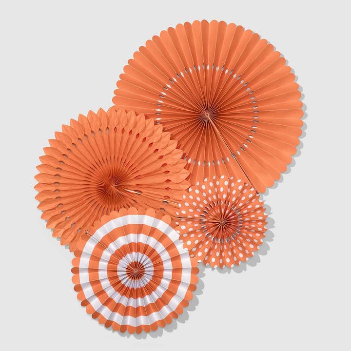 Coterie Party Supplies - Wholesale Party/Paper Folding Fan - Tropical Coral Party Fans (4 per Pack)
