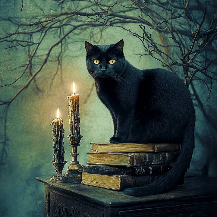 Mowbi - Wholesale Art Print - Goth Black Cat Still-Life Art Prints - Gothic 8"x10" Artwork for 12"x14" Frame