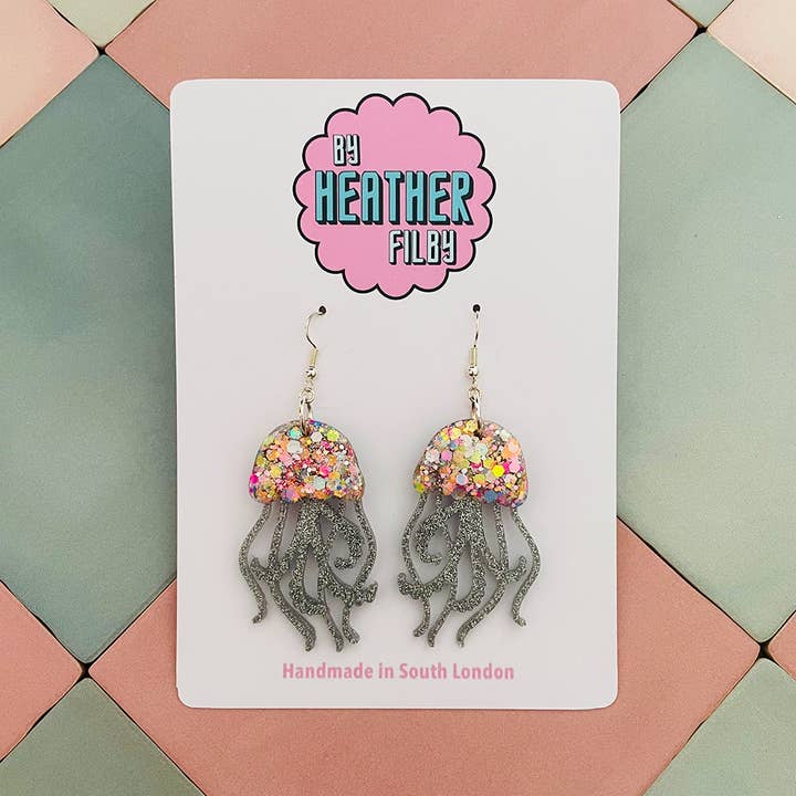By Heather Filby – wholesale Dangle earrings – JellyFish Glitter Earrings (MORE COLOURS) - Best Seller9