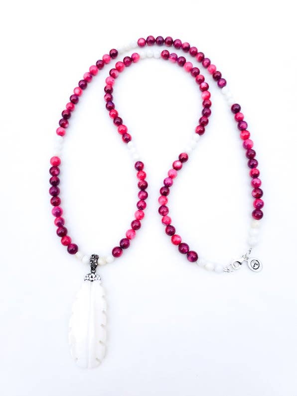 Pave Feather Shell Necklace for wholesale by Solluna Stones