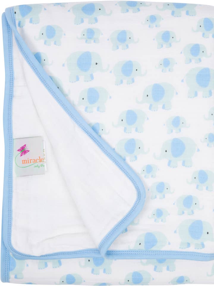 Blue Elephant Serenity Blanket for wholesale by Miracle Blanket- The #1 Pediatrician-recommended Swaddle