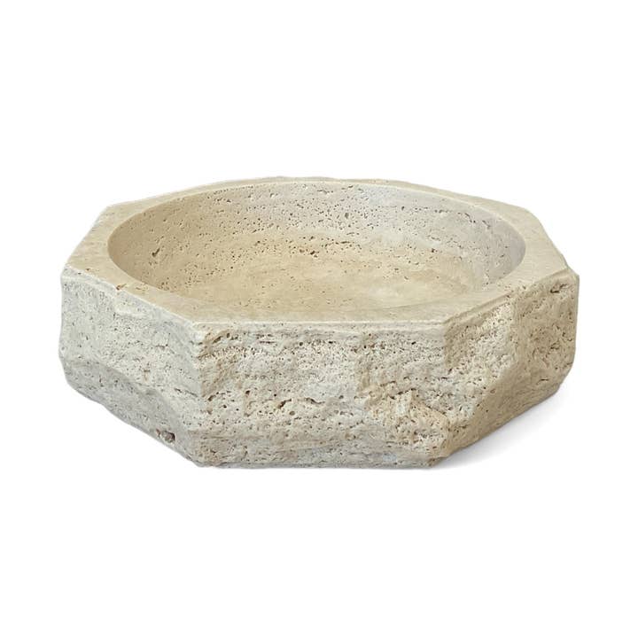 Travertine Marble Bowl - 11” Beige, Stone, Decorative Bowl for wholesale by HAAND Craft