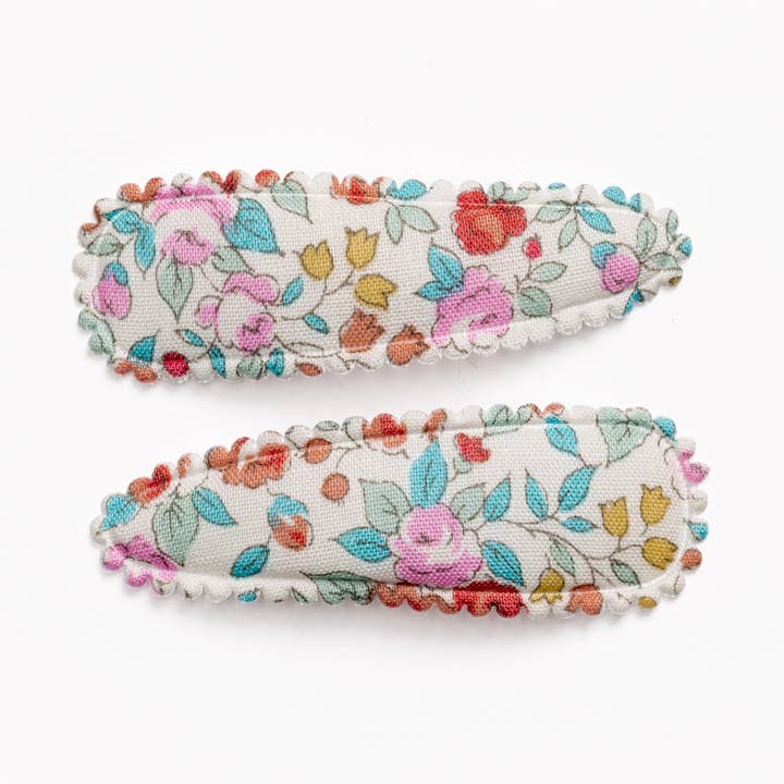 Red & Teal Floral Fabric Hair Clips for wholesale by Frankie & Claude