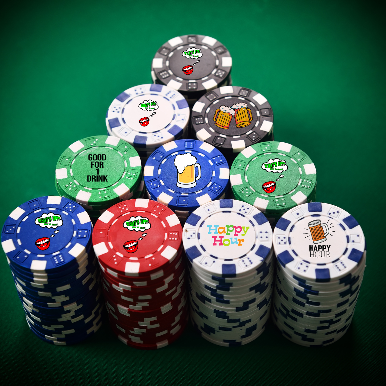 Color Custom Prints - Wholesale Card Game - Custom Clay Poker Chips/Custom Bar Chips/Happy Hour Tokens1