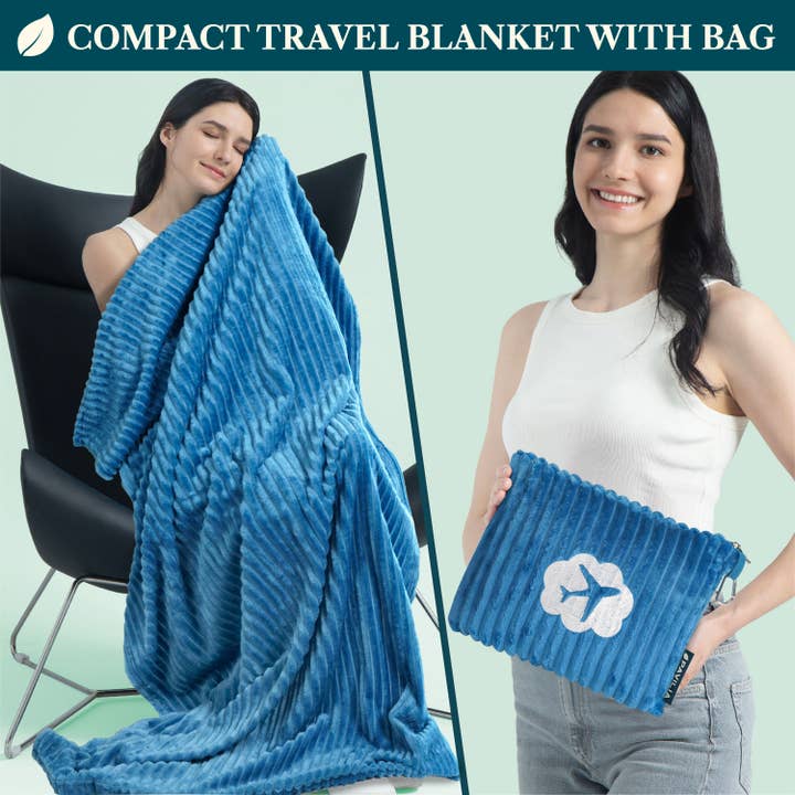 Pavilia - Wholesale Travel Blanket - Airplane Fleece Travel Blanket Pillow17