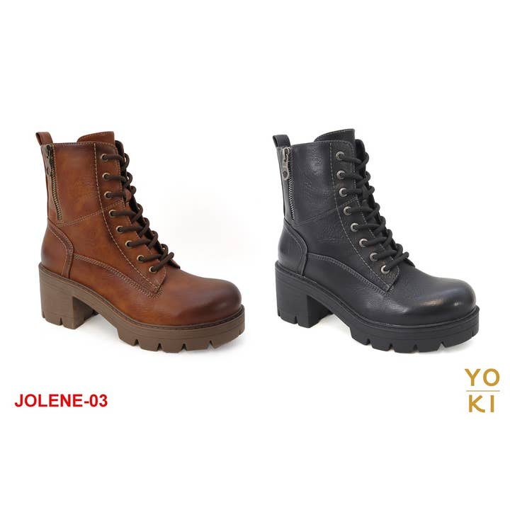 Yoki Fashion - Wholesale Combat/Military Boots - Women's - FIRE SALE YOKI JOLENE-03 Women's Western Lug Sole Zip Boot