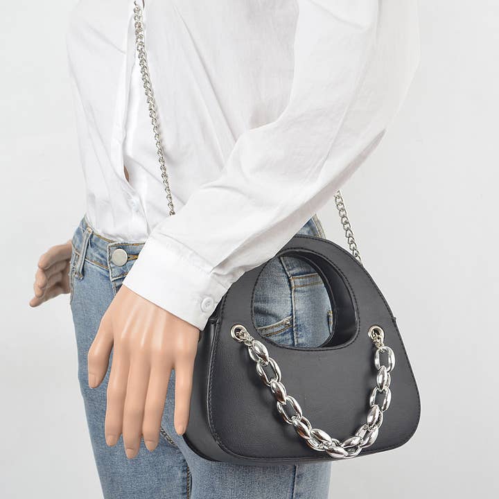 Vegan Leather Chain Crossbody Bag for wholesale by 3AM BY H&D ACCESSORIES