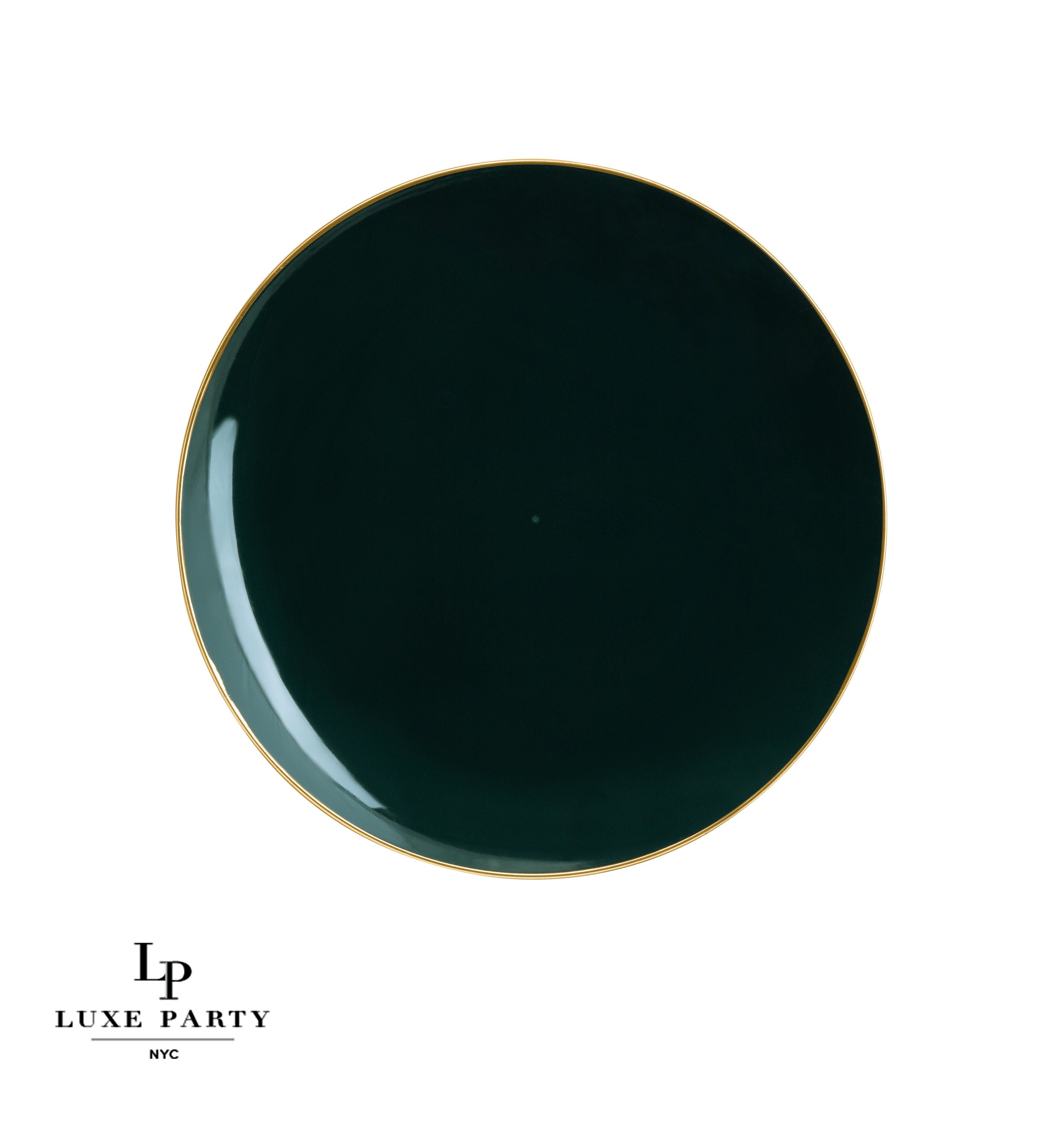 Luxe Party - Wholesale Disposable Plate - Round Emerald • Gold Plastic Plates | 10 Pack3
