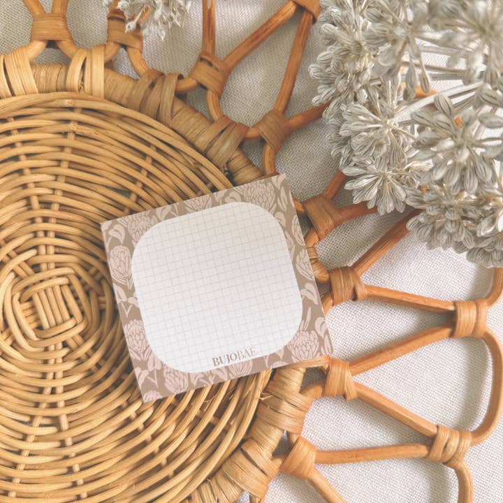 Bujo Bae - Wholesale Sticky Notes - BAE Protea in Latte | Post It Note