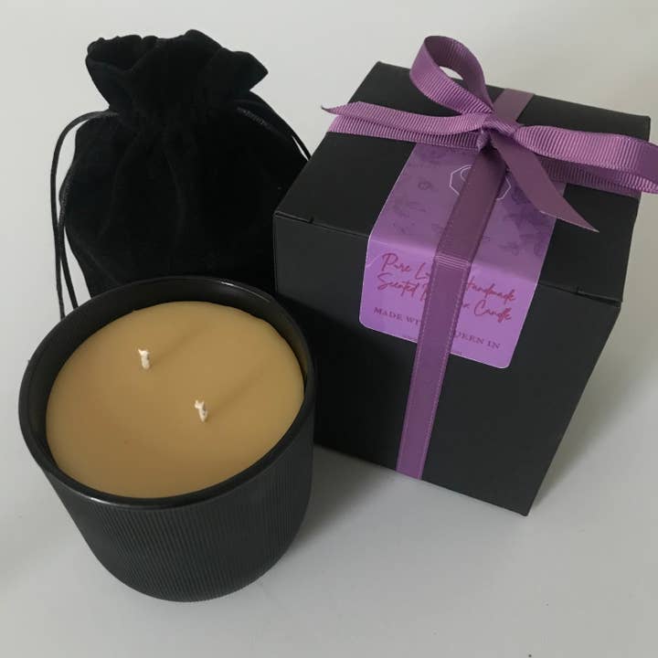 Hallowe'en Candy | 9oz Black Ribbed Candle | Autumn Scents C for wholesale by Bee Luxx Candles