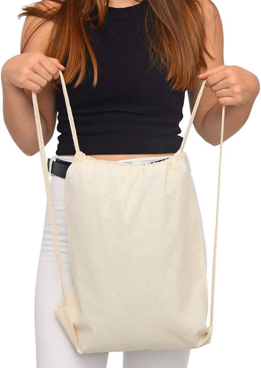 Alo Organic International – Mala com cordão – Unissexo por atacado – Mochila de algodão tipo saco com cordão - tecido de 8 oz e certificação ISO4