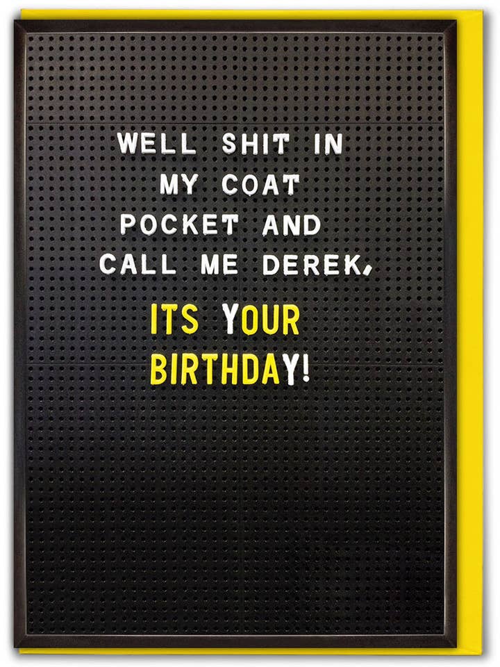 Funny Birthday Card - Shit In My Coat Pocket - Rude for wholesale by Brainbox Candy