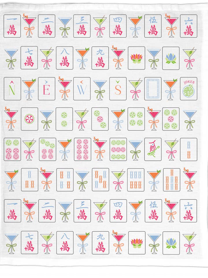 Mahjong & Martinis, Organic Cotton Tea Towel - NEW Hobby for wholesale by Coast & Cotton