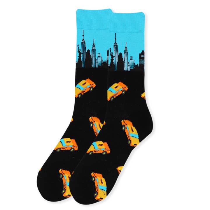 Selini New York - Wholesale Socks - Men's - Taxi Cabs and New York Skyline Socks for Men