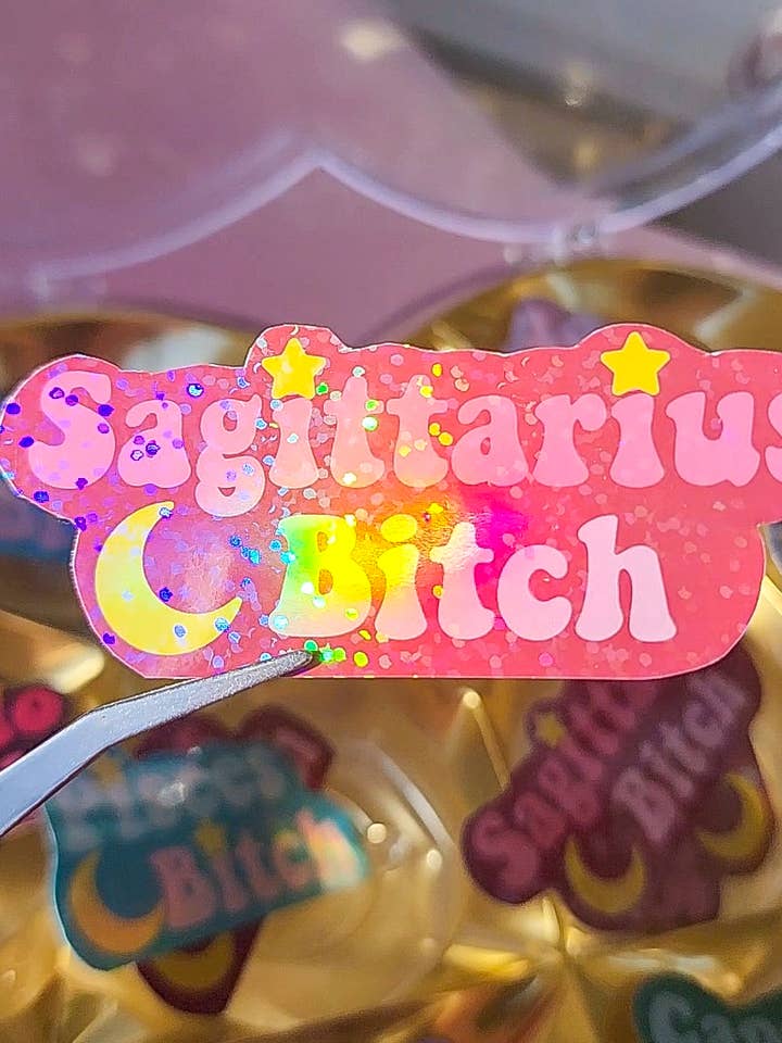 Adesivo engraçado de astrologia holográfica da cadela de Sagitário por atacado de SMOOCH