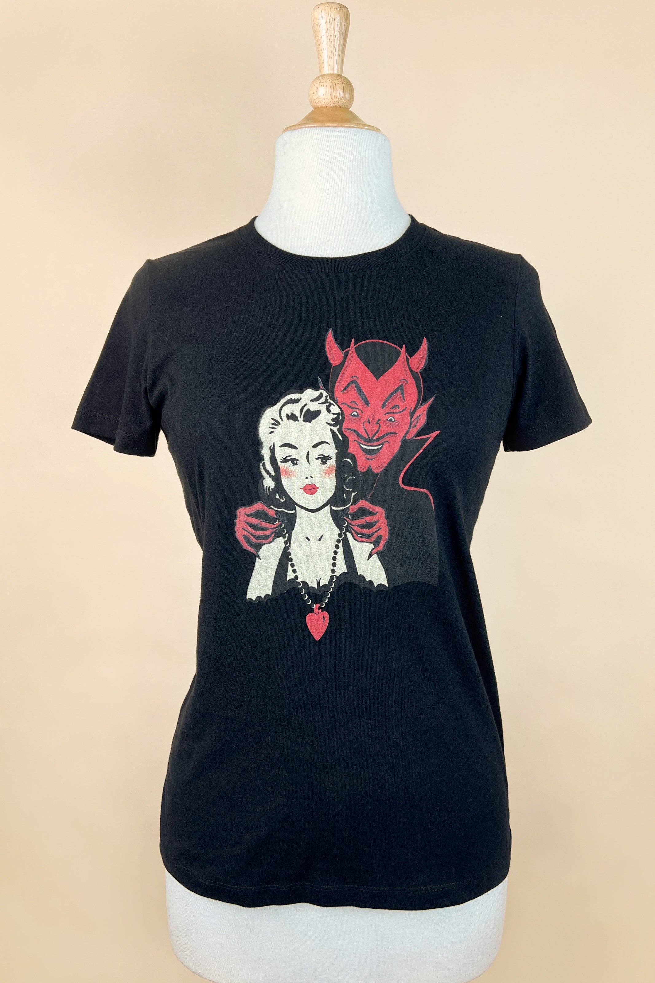 Mischief Made - Wholesale Screen Printed T-Shirt - Women's - Deal with the Devil Fitted Tee in Black5