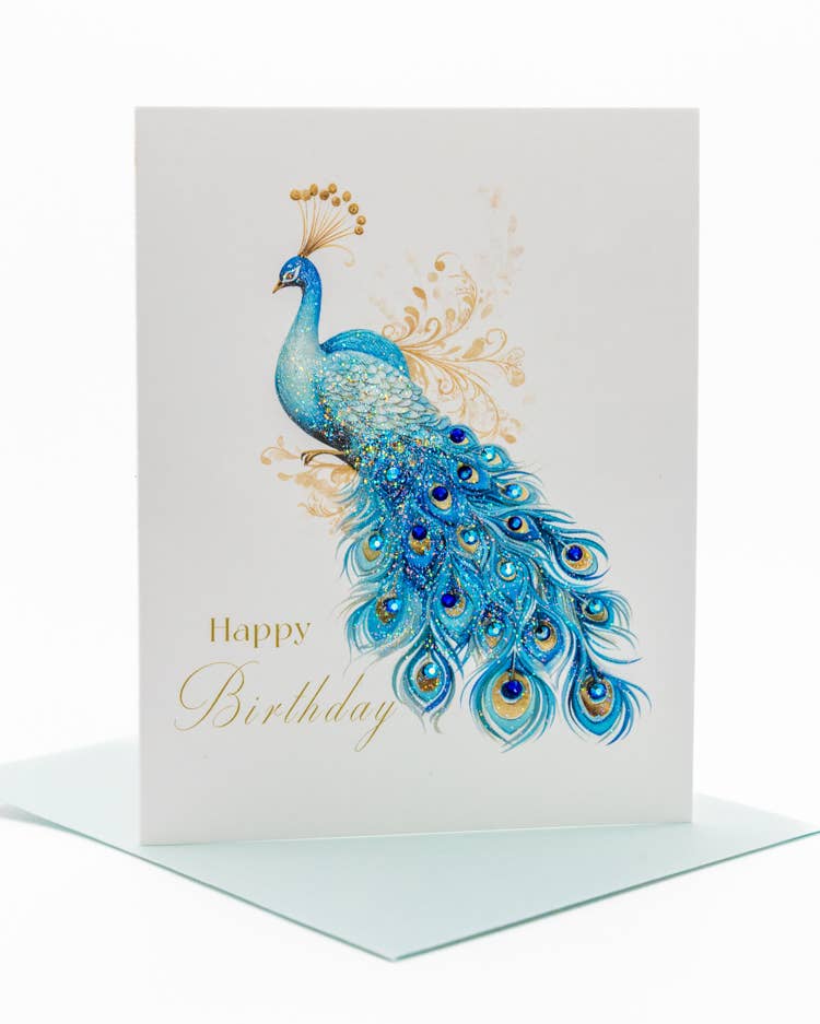 Lavender Vines - Wholesale Birthday Card - 'Jewel of the Peacock' Birthday Greeting Card3