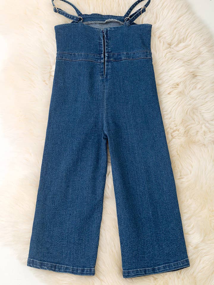 Kids Charm Online - Wholesale Jumpsuit - Kids - Cute dark blue denim jumpsuit with back zipper. PNG50704 jean4