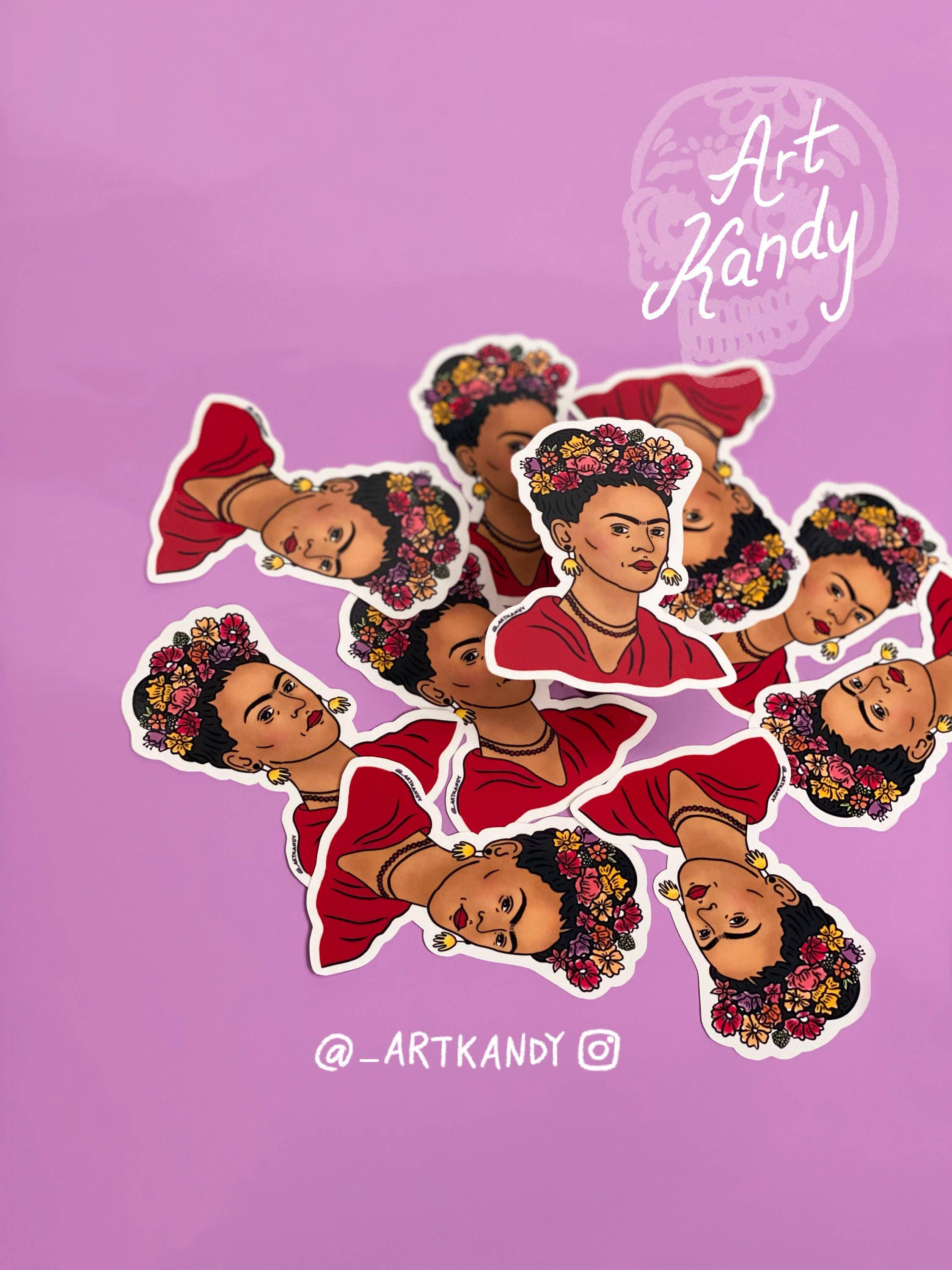 ArtKandy - Wholesale Sticker - Frida Kahlo Flower Crown Sticker2