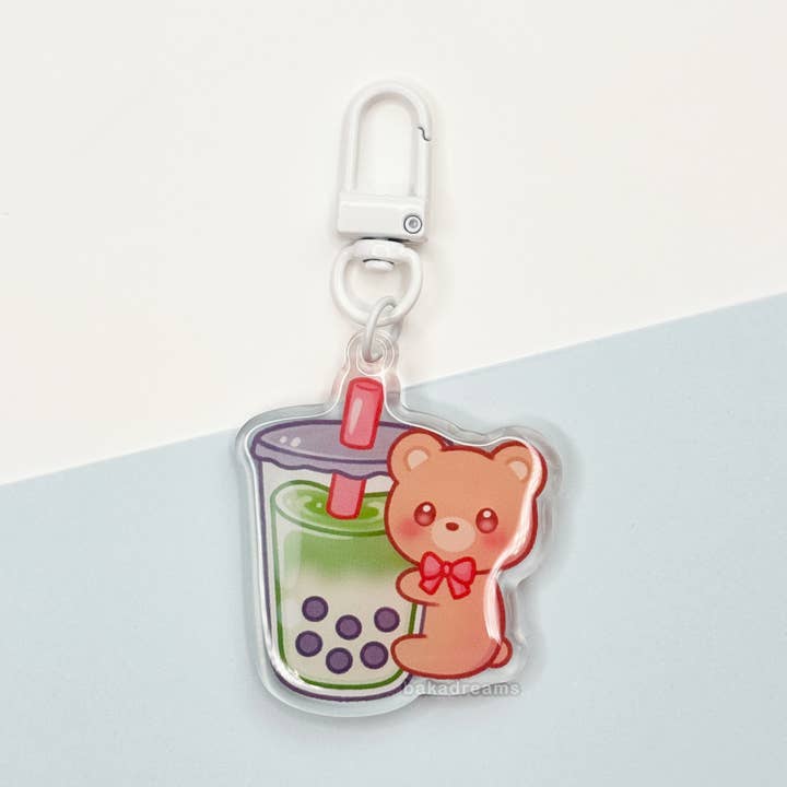 Porta-chaves Acrílico Urso Boba Matcha por atacado de BakaDreams