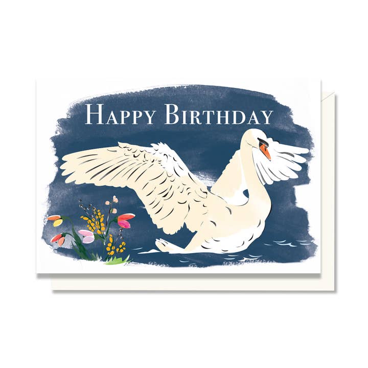 Swan Birthday Enclosure Card for wholesale by Driscoll Design