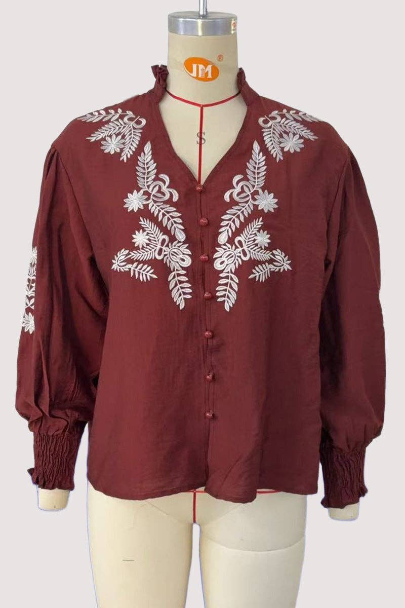 Mccolin – wholesale Buttoned-down shirt – Women's – Patterned Button-Down Blouse4