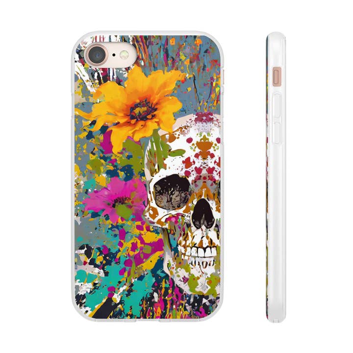 Colorful Boho Skull & Sunflower Flexi Phone Case for wholesale by Studio 653 Clothing Co