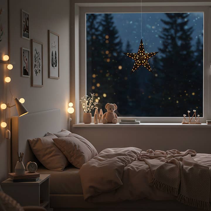 Artschatz LLC - Wholesale Paper Lantern/Lamp - Starry Night 5 Point 15" Paper Star Lantern Light1